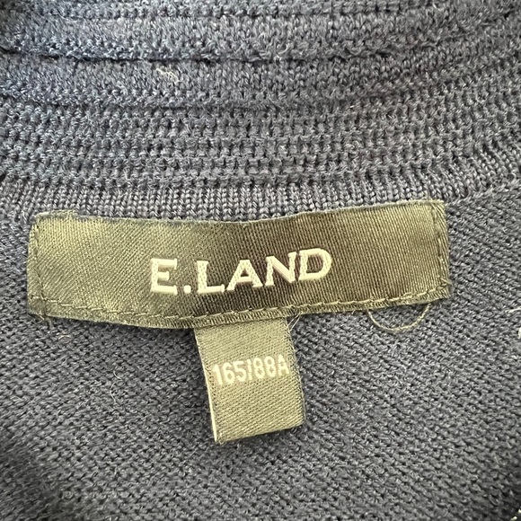 E.Land Navy Blue Knit Dress with Flared Sleeves and Adorable Corgi Pin - Size 16 - Picture 5 of 6